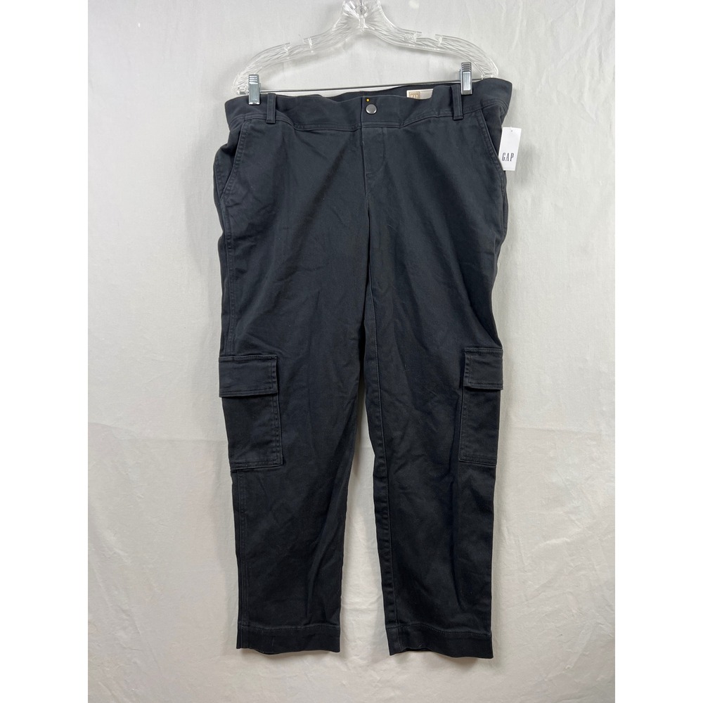 Gap Cargo Pants Womens 8 Black Maternity Full Panel Khakis Denim Twill New